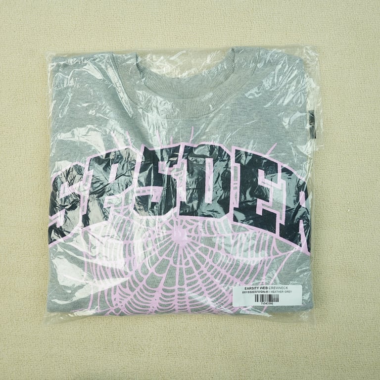 Sp5der Varsity Web Crewneck Heather Grey - 2