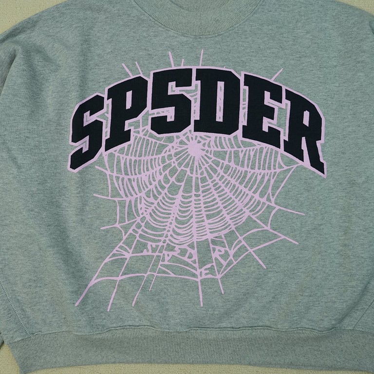 Sp5der Varsity Web Crewneck Heather Grey - 12