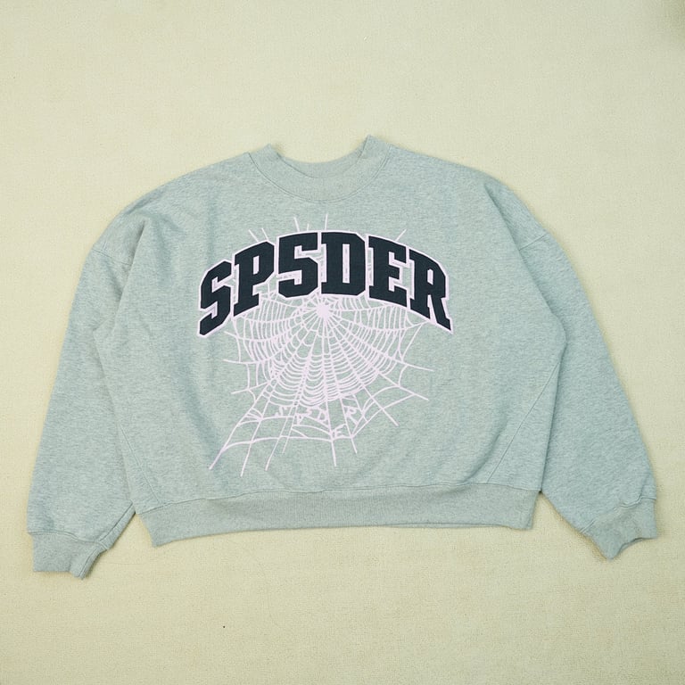 Sp5der Varsity Web Crewneck Heather Grey - 3