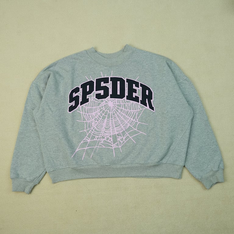 Sp5der Varsity Web Crewneck Heather Grey - 4