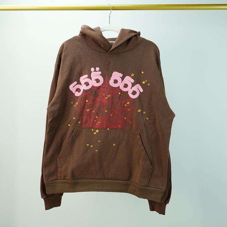 Sp5der Angel Number Hoodie Brown - 4