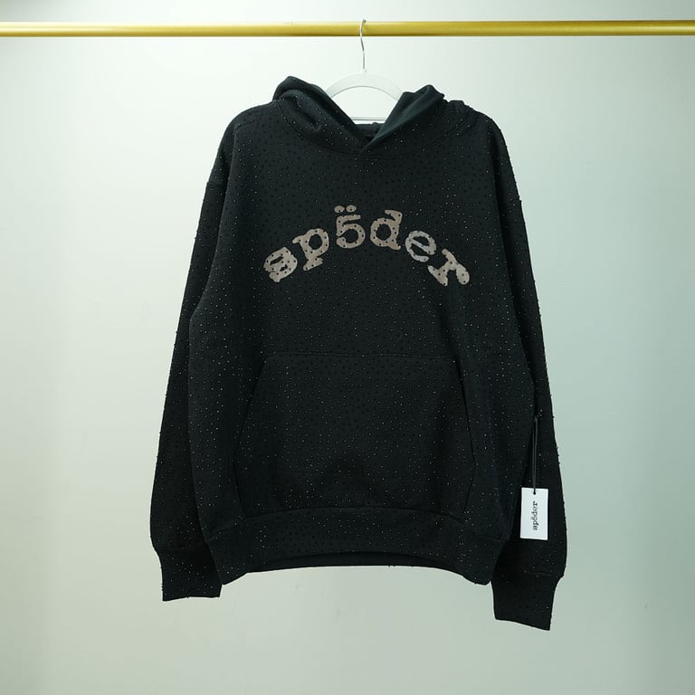Sp5der VVS Rhinestone Hoodie Black - 4