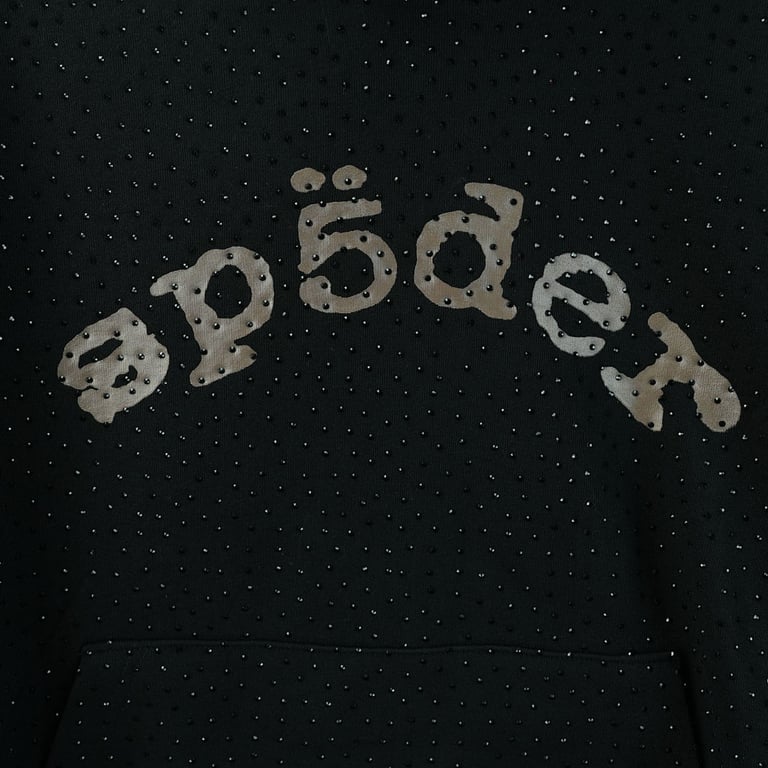 Sp5der VVS Rhinestone Hoodie Black - 8