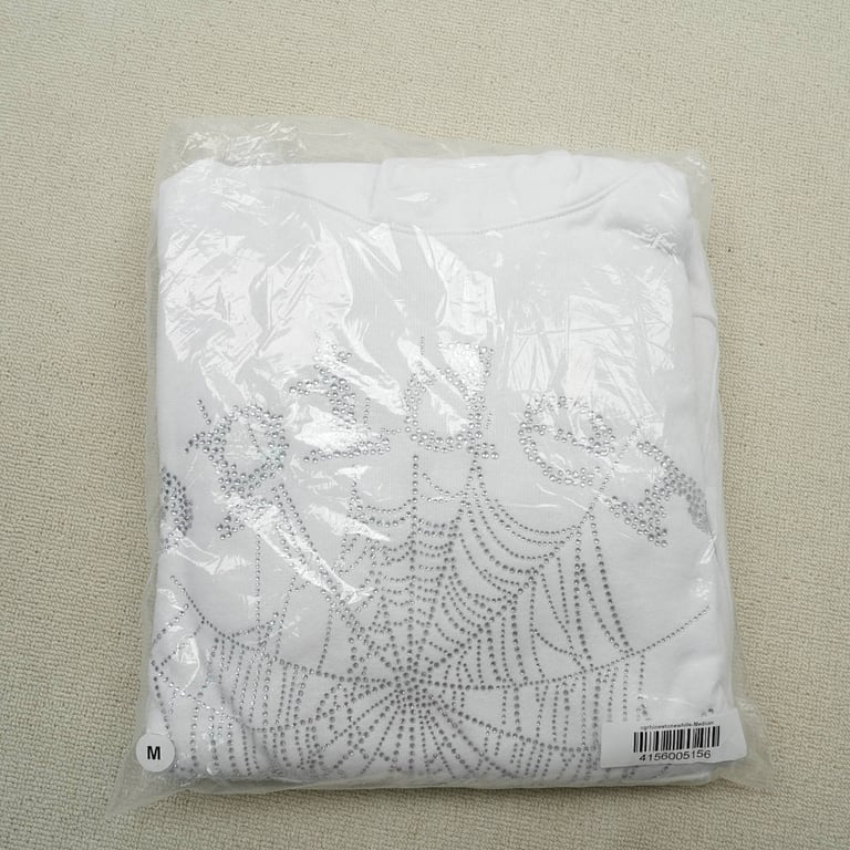 Sp5der 0G Rhinestone Logo Hoodie White - 2