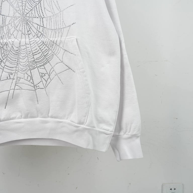 Sp5der 0G Rhinestone Logo Hoodie White - 8