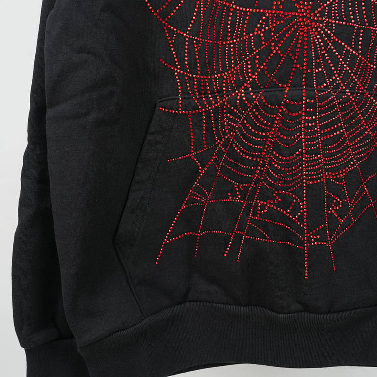 Sp5der Rhinestone OG Web V2 Hoodie Black - 11