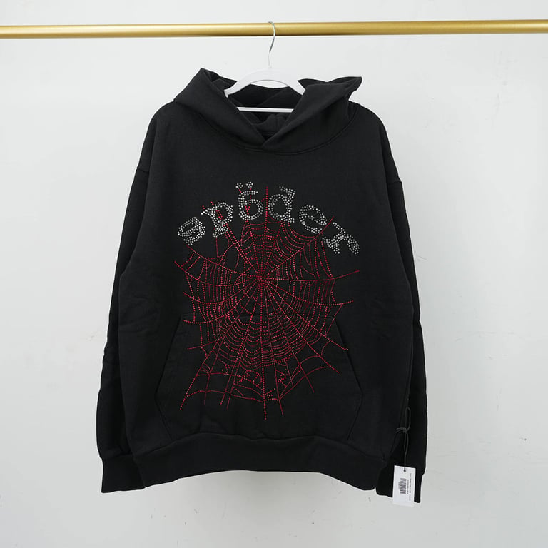 Sp5der Rhinestone OG Web V2 Hoodie Black - 3