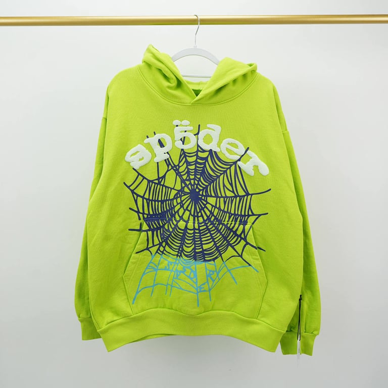 Sp5der OG Web V2 Gradient Hoodie Acid Green - 3