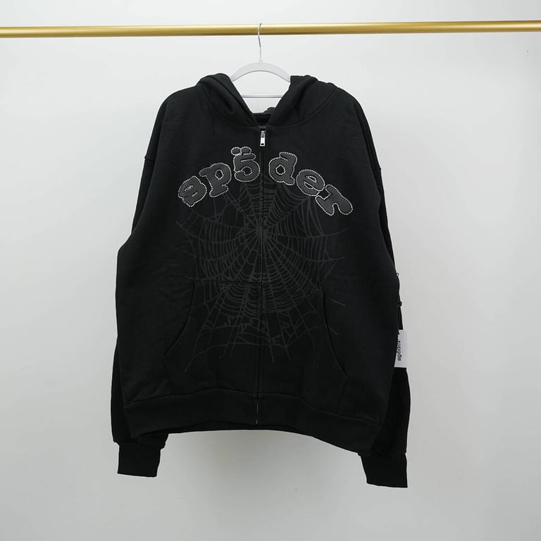 Sp5der OG Web V2 Rhinestone Zip Up Black - 3