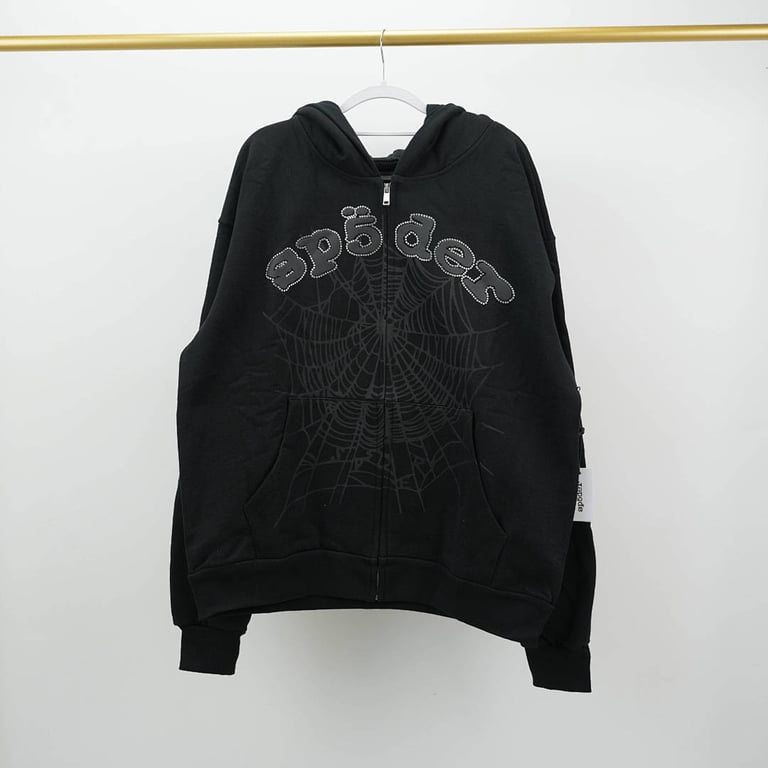 Sp5der OG Web V2 Rhinestone Zip Up Black - 4