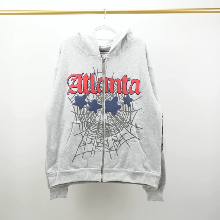 Sp5der Atlanta Full Zip Hoodie Heather Grey - 13