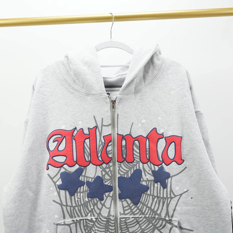 Sp5der Atlanta Full Zip Hoodie Heather Grey - 5