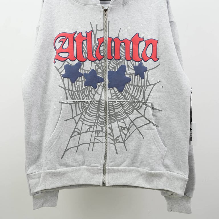 Sp5der Atlanta Full Zip Hoodie Heather Grey - 10