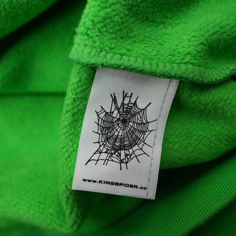 Sp5der Punk V2 Rhinestone Hoodie Bright Green - 11