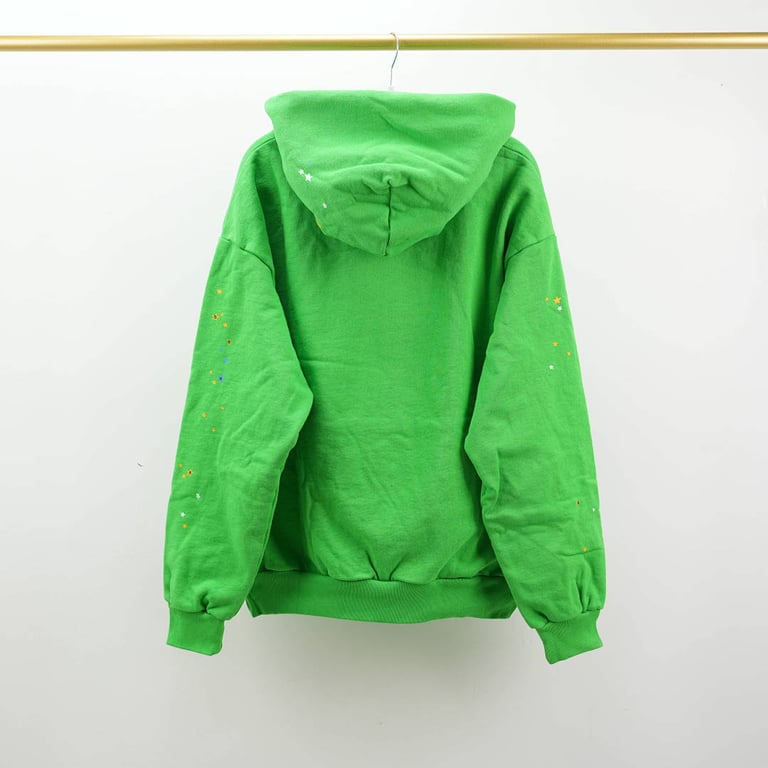 Sp5der Punk V2 Rhinestone Hoodie Bright Green - 14