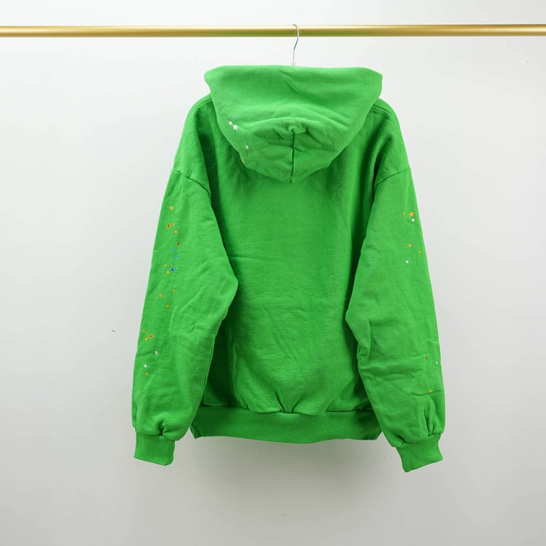 Sp5der Punk V2 Rhinestone Hoodie Bright Green - 15