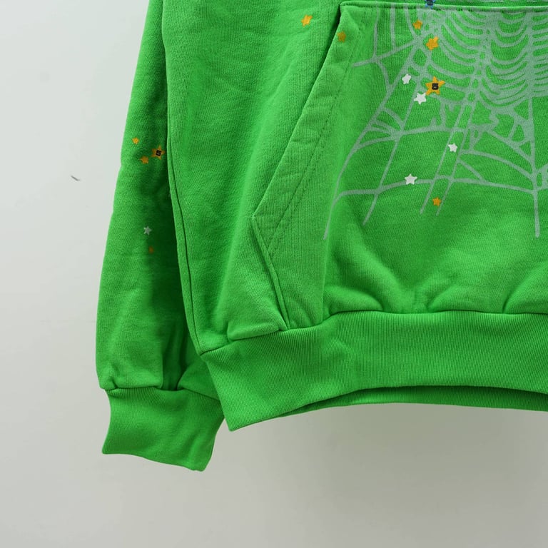 Sp5der Punk V2 Rhinestone Hoodie Bright Green - 8