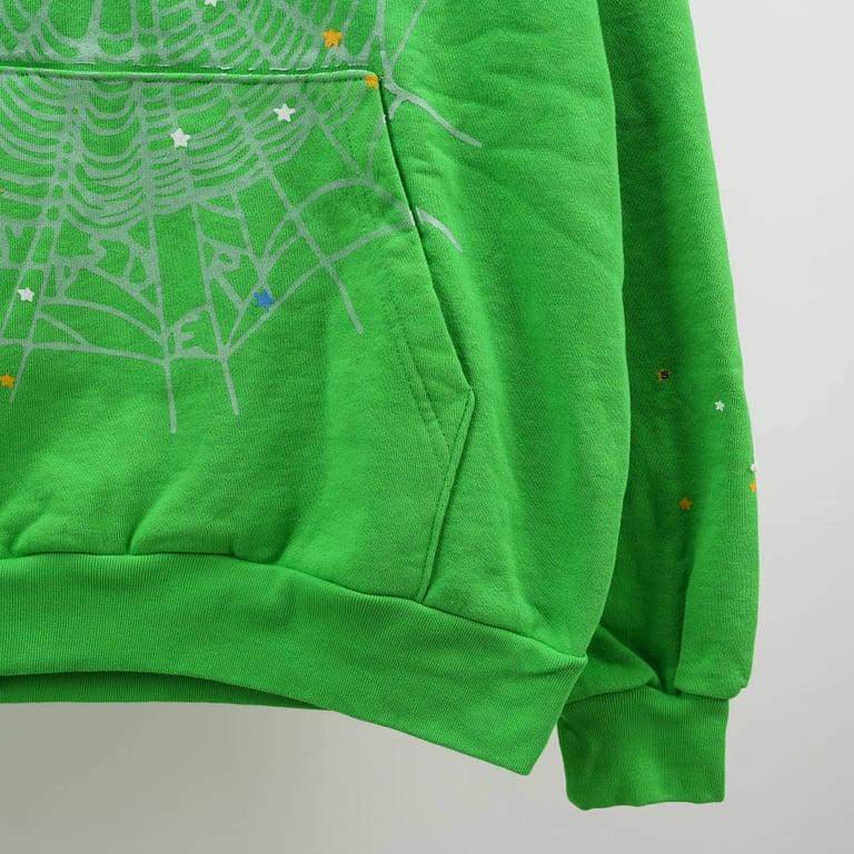 Sp5der Punk V2 Rhinestone Hoodie Bright Green - 9