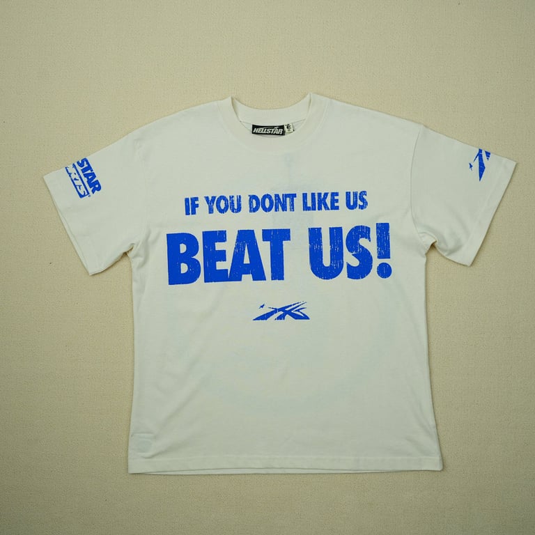 Hellstar Beat Us! T-shirt White/Blue - 18