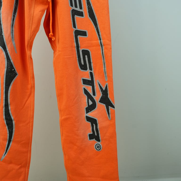 Hellstar Fire Orange Flare Bottom Sweatpants Orange Dye - 11