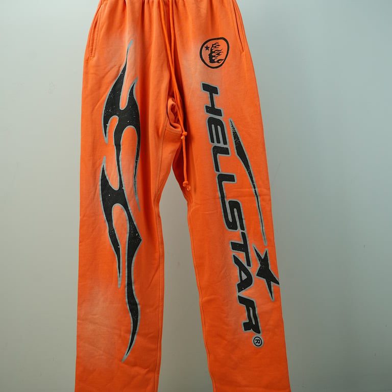 Hellstar Fire Orange Flare Bottom Sweatpants Orange Dye - 12