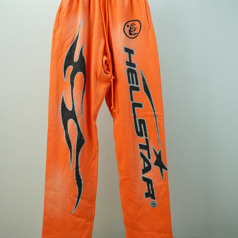 Hellstar Fire Orange Flare Bottom Sweatpants Orange Dye - 13