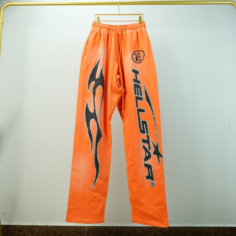 Hellstar Fire Orange Flare Bottom Sweatpants Orange Dye - 4