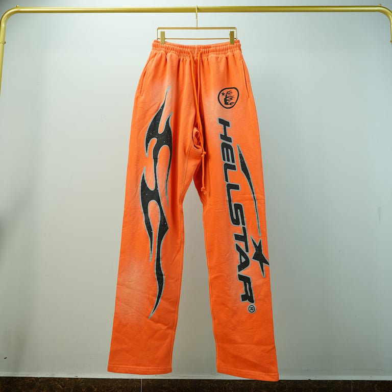 Hellstar Fire Orange Flare Bottom Sweatpants Orange Dye - 5