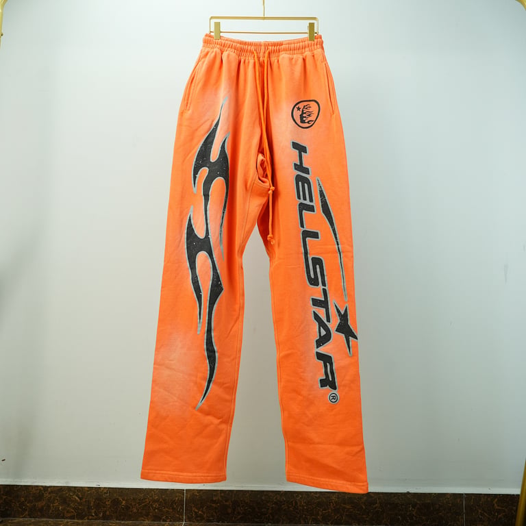 Hellstar Fire Orange Flare Bottom Sweatpants Orange Dye - 6
