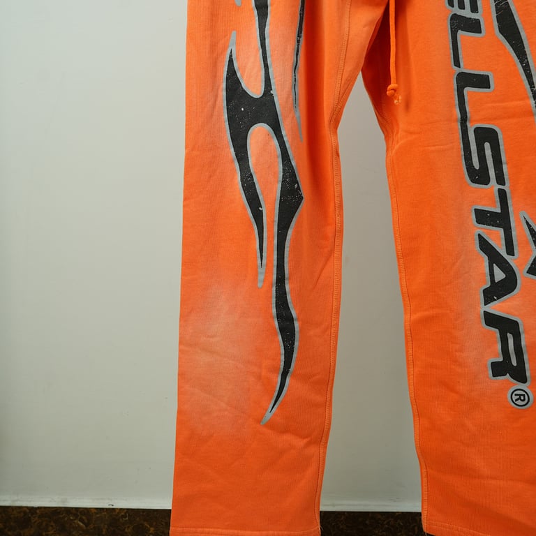 Hellstar Fire Orange Flare Bottom Sweatpants Orange Dye - 8