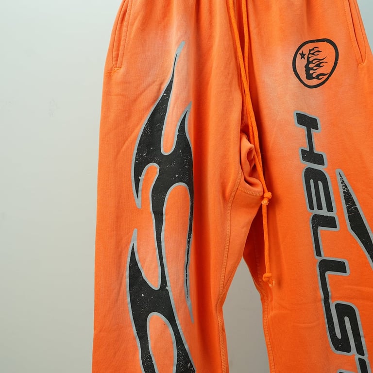 Hellstar Fire Orange Flare Bottom Sweatpants Orange Dye - 9