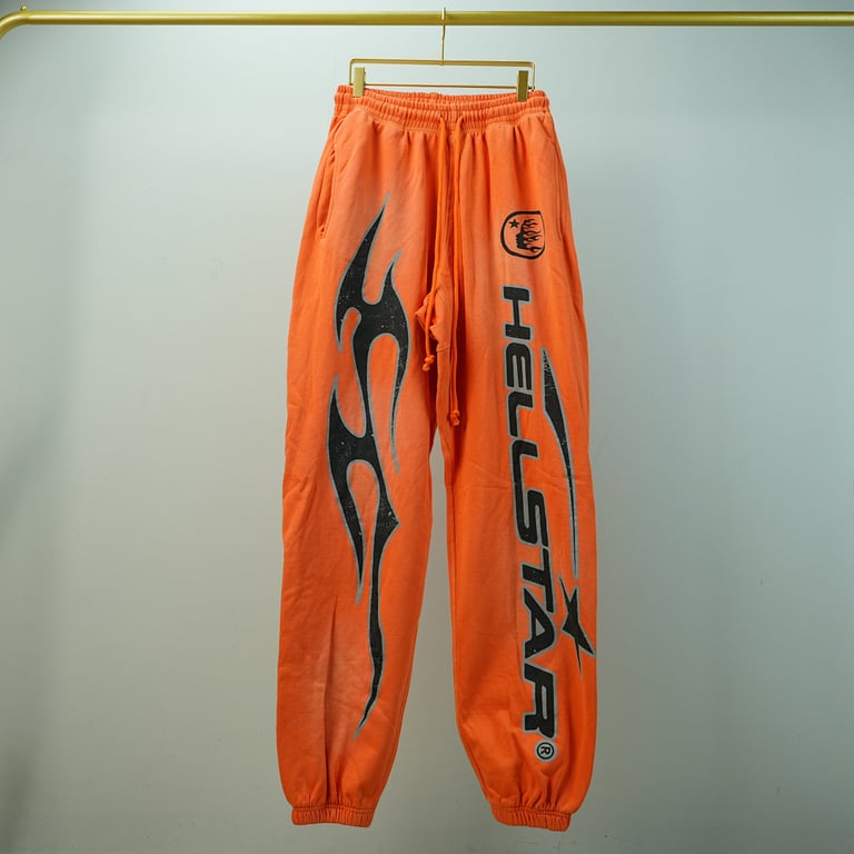 Hellstar Fire Orange Closed Elastic Bottom Sweatpants - 10
