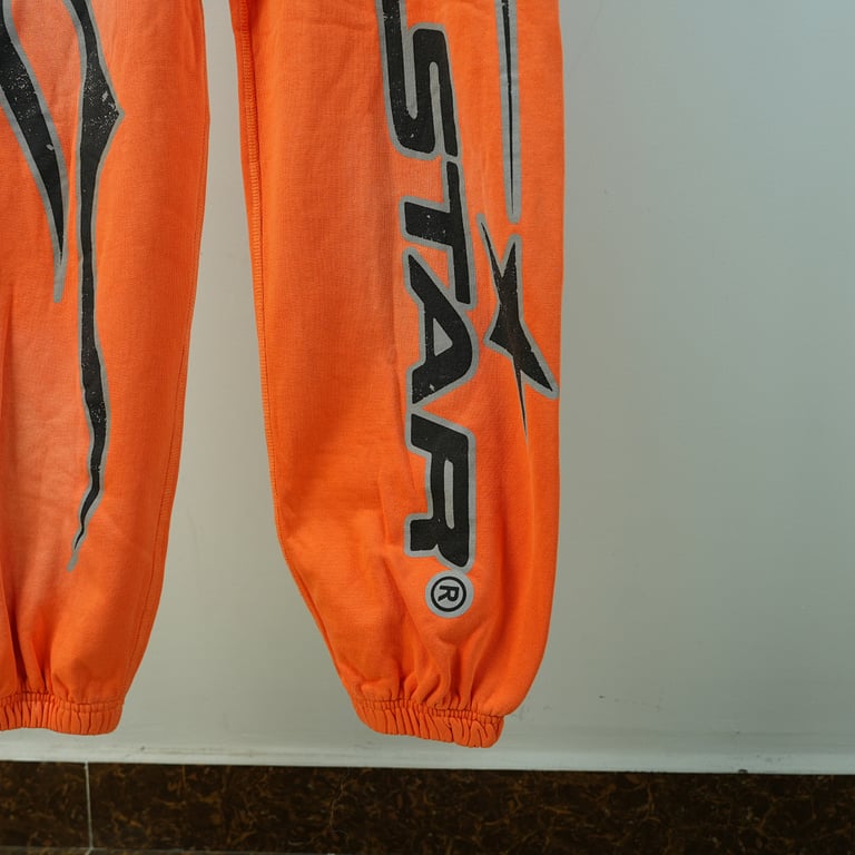 Hellstar Fire Orange Closed Elastic Bottom Sweatpants - 12