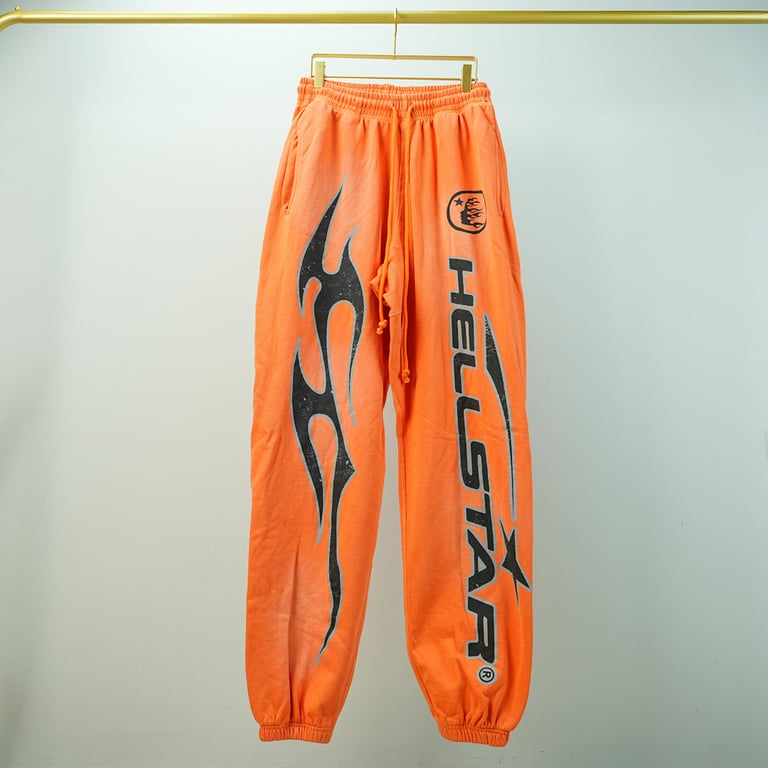 Hellstar Fire Orange Closed Elastic Bottom Sweatpants - 4