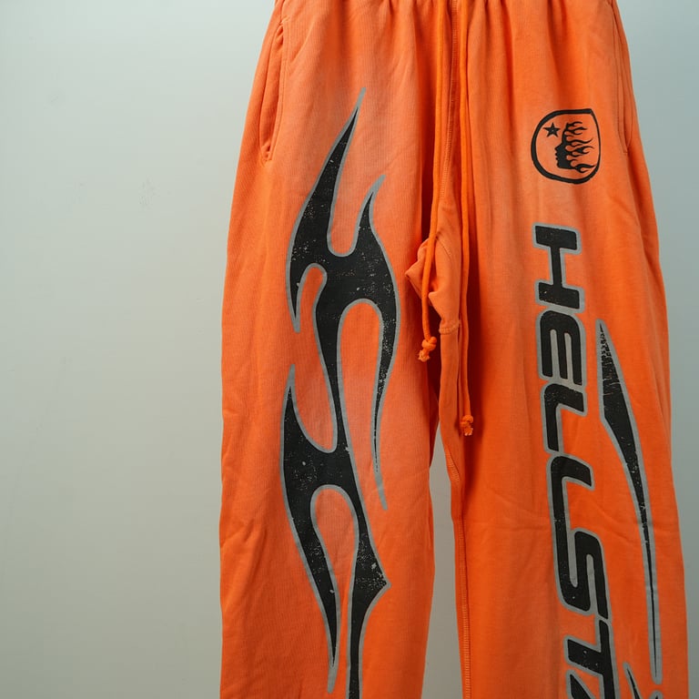 Hellstar Fire Orange Closed Elastic Bottom Sweatpants - 6