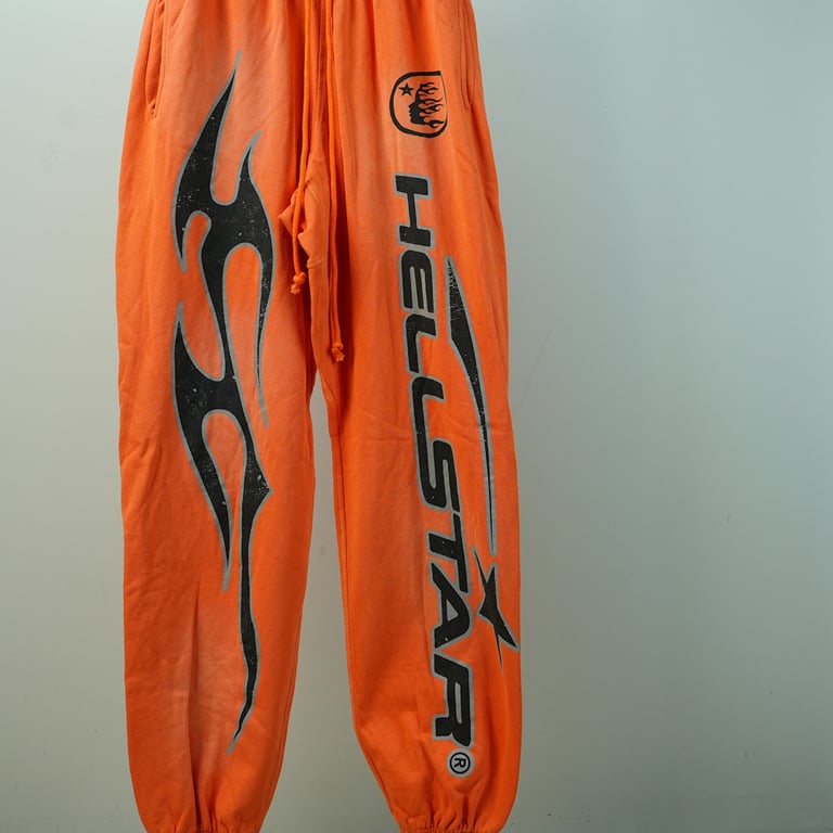 Hellstar Fire Orange Closed Elastic Bottom Sweatpants - 7
