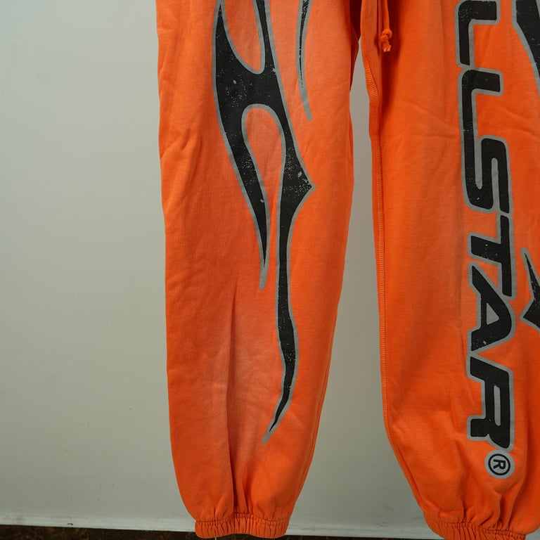 Hellstar Fire Orange Closed Elastic Bottom Sweatpants - 8
