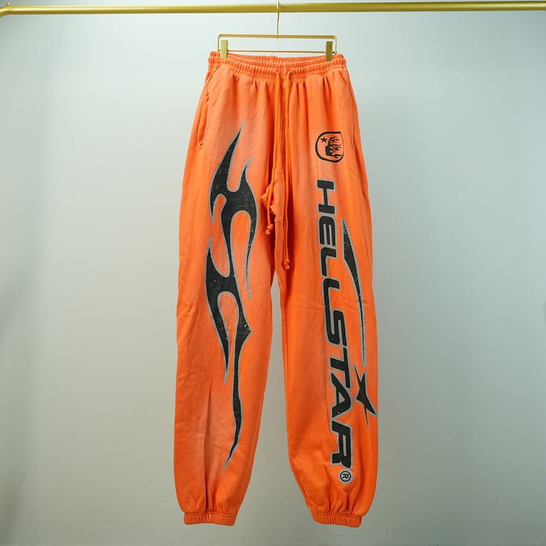 Hellstar Fire Orange Closed Elastic Bottom Sweatpants - 9