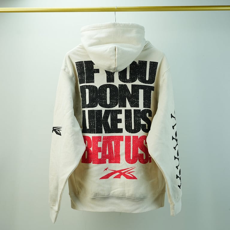 Hellstar If You Dont Like Us Beat Us Hoodie White - 26