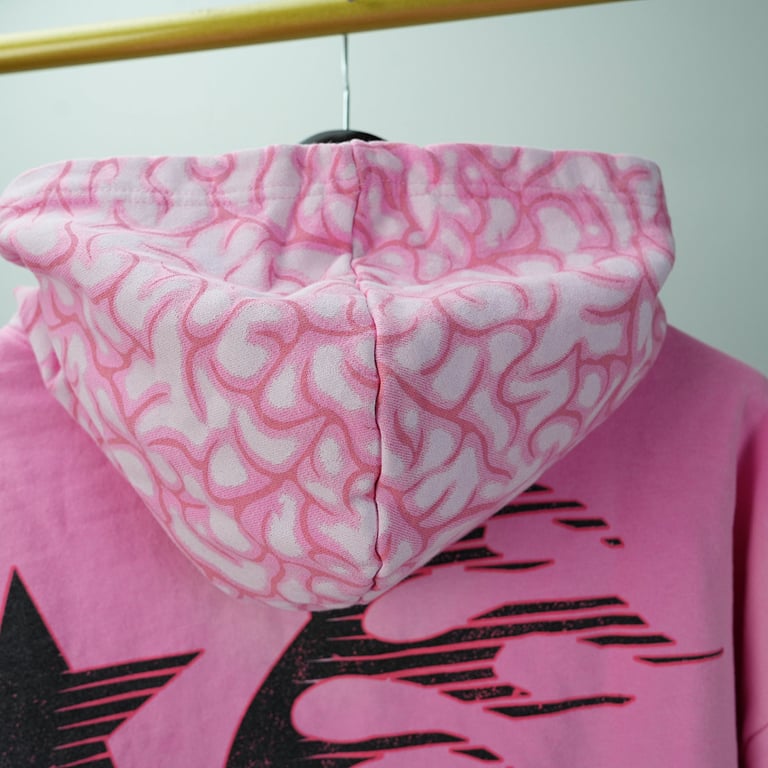 Hellstar Brainwashed With Brain Hoodie Pink - 25