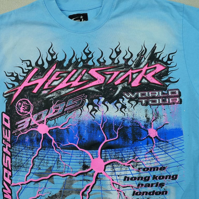 Hellstar Neuron Tour T-Shirt Light Blue - 9