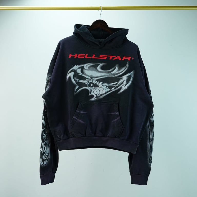 Hellstar Airbrushed Skull Hoodie Black - 4