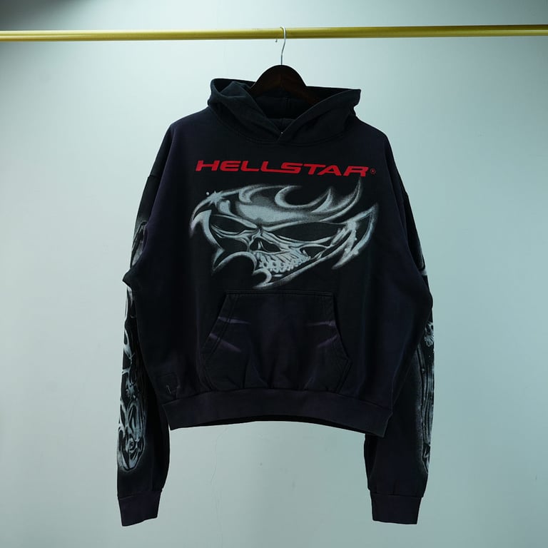 Hellstar Airbrushed Skull Hoodie Black - 6