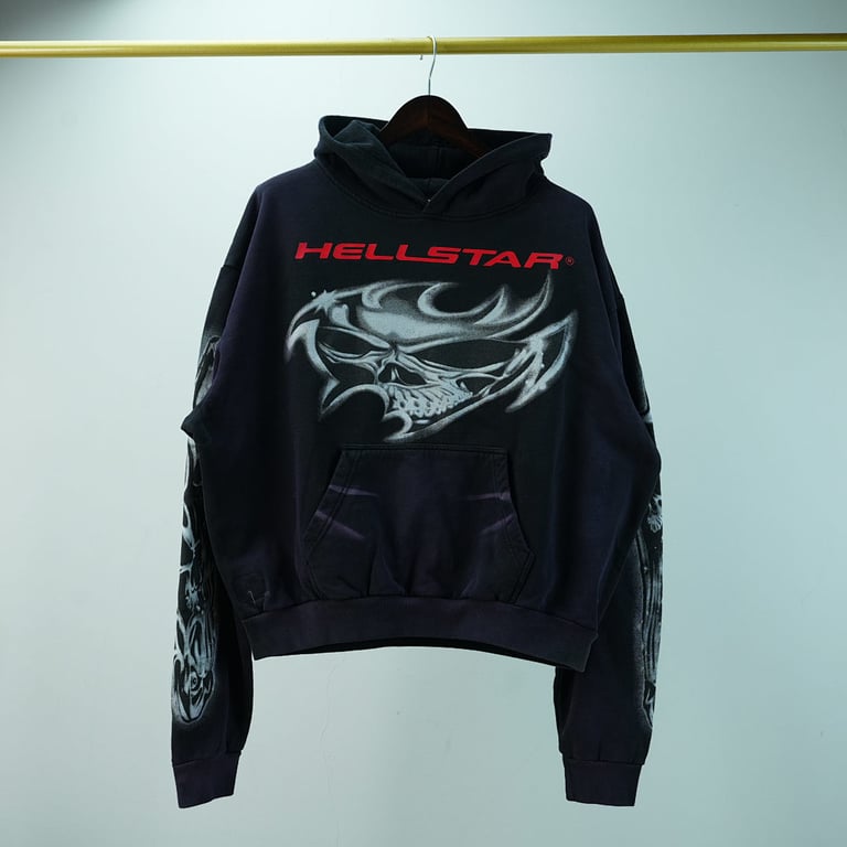 Hellstar Airbrushed Skull Hoodie Black - 7