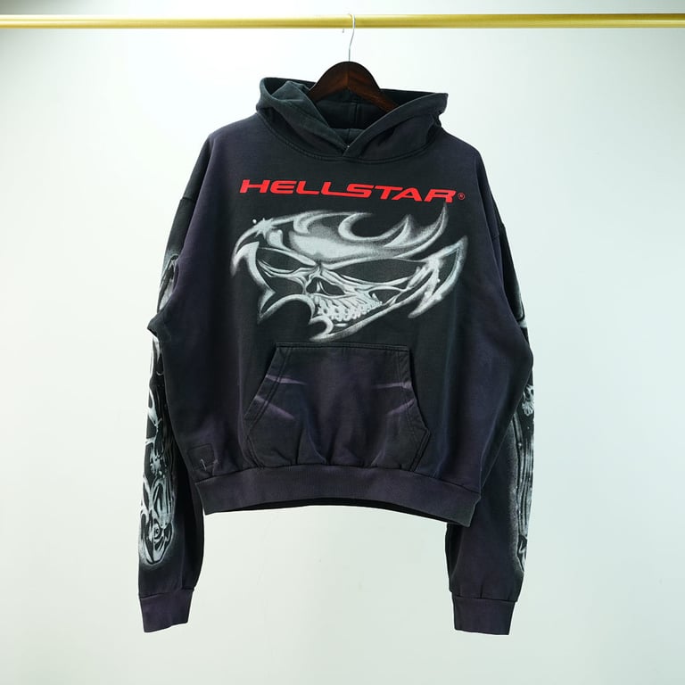 Hellstar Airbrushed Skull Hoodie Black - 8