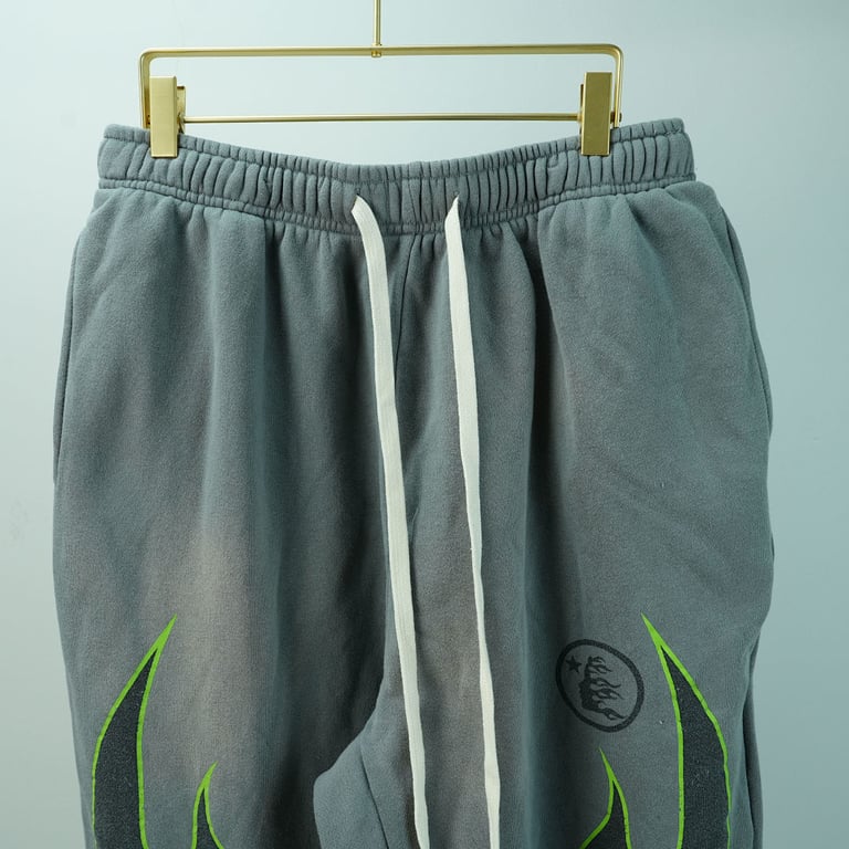 Hellstar Future Flames Sweatpants Grey/Green - 7