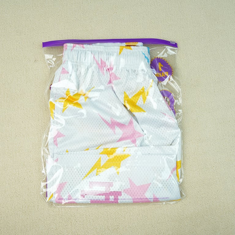 Eric Emanuel x BAPE EE Basic Short White/Yellow/Blue/Pink - 5