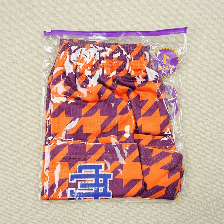 Eric Emanuel EE Basic Short Orange/Purple Houndstooth - 3
