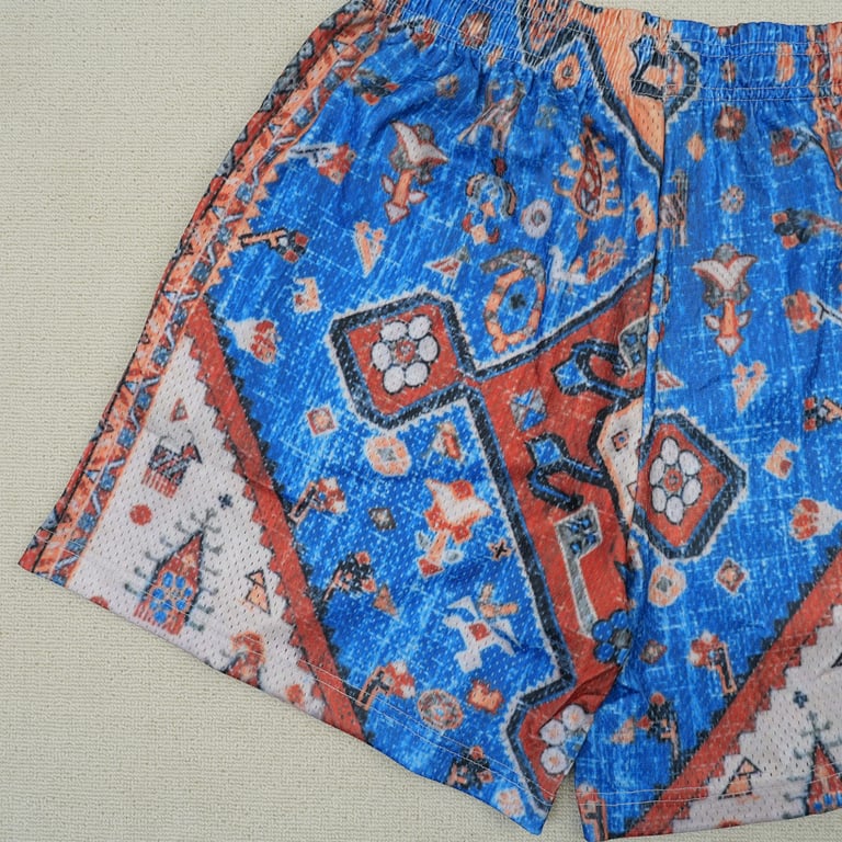 Eric Emanuel EE Basic Rug Print Short White/Blue/Tan - 13