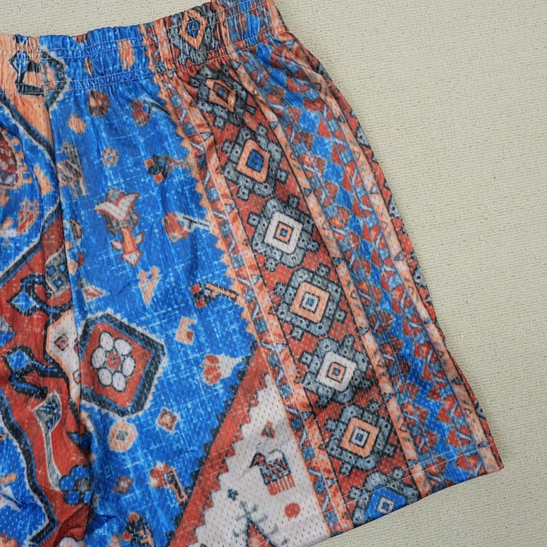 Eric Emanuel EE Basic Rug Print Short White/Blue/Tan - 14